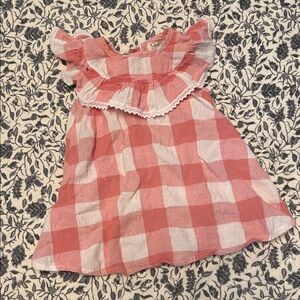 Jessica Simpson Pink and White Checkered Kids Blouse- Size 5
